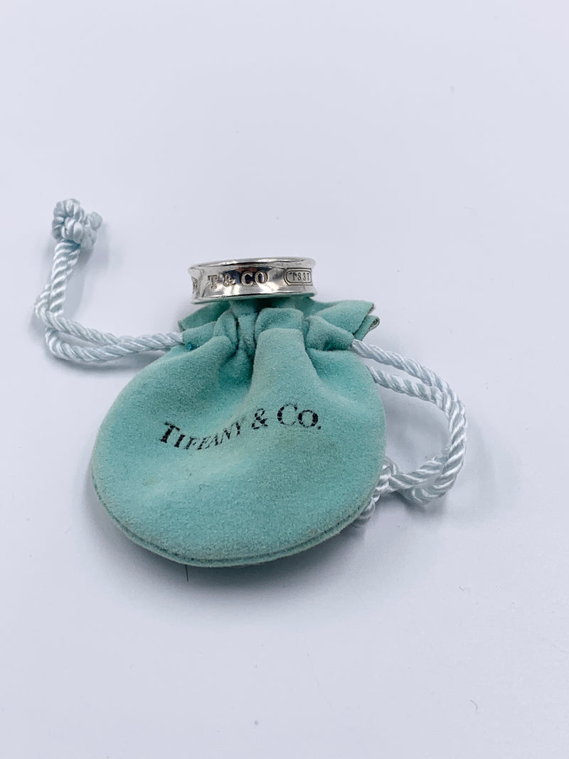 Sold-Tiffany & Co 925 Silver 1837 Medium Ring Size 8
