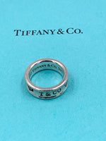 Sold-Tiffany & Co 925 Silver 1837 Medium Ring Size 5.75