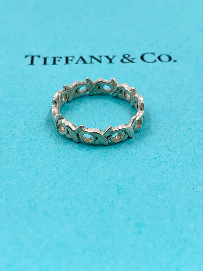 Sold-Tiffany & Co 925 Silver Paloma Picasso Loving Heart Vintage Band Narrow Ring Size 6.25 (6 1/4)