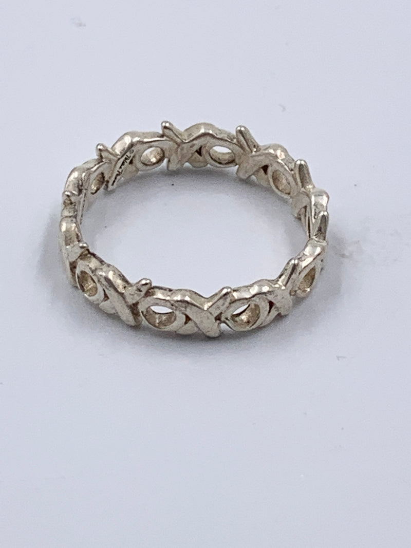 Sold-Tiffany & Co 925 Silver Paloma Picasso Loving Heart Vintage Band Narrow Ring Size 6.25 (6 1/4)