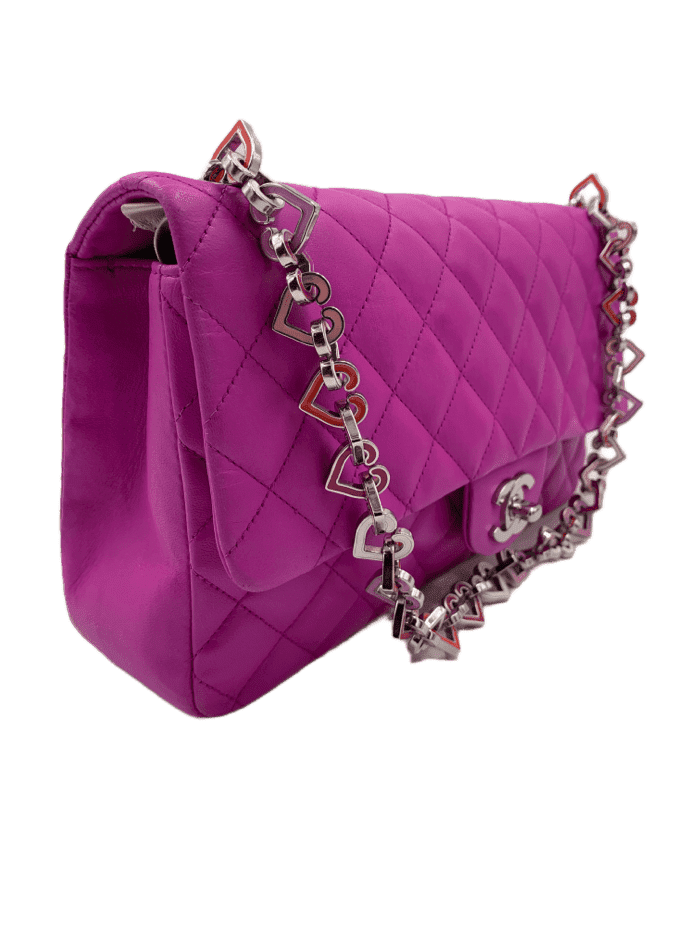 CHANEL Valentine Flap in Purple Silver Hardware Shoulder Bag