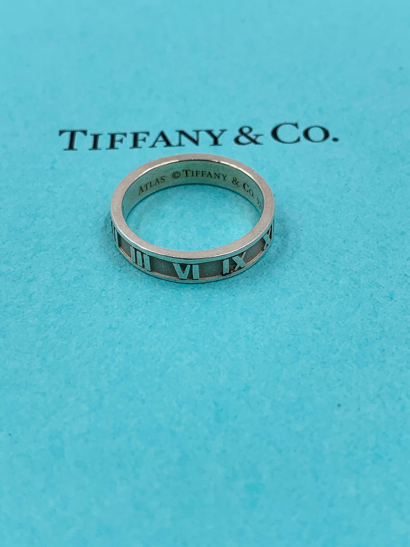 Excellent Preloved Tiffany & Co. Atlas Numeral Roman Narrow Open Bangle 7”