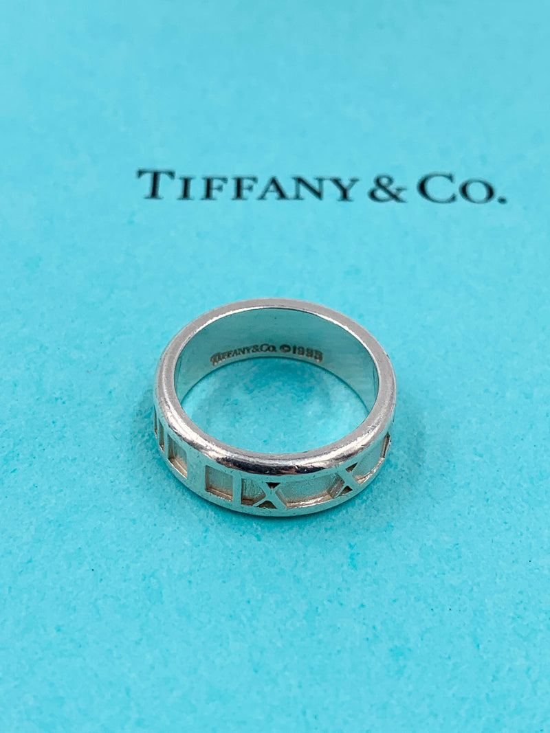Sold-Tiffany & Co 925 Silver Atlas Medium Ring Size 6