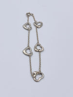 Tiffany & Co 925 Silver Elsa Peretti 5 Open Hearts Bracelet