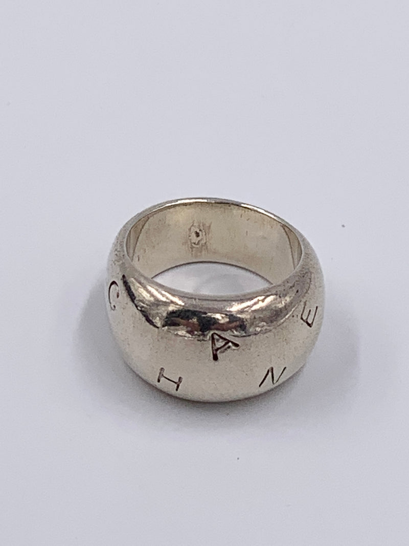 Sold-CHANEL 925 Silver Letter Alphabet Wide Ring Size 6 1/2