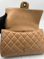 Sold-CHANEL Classic Quilted Flap Beige Lambskin Shoulder Bag/Clutch