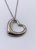 Tiffany & Co 925 Silver Elsa Peretti Large (27mm) Open Heart Necklace