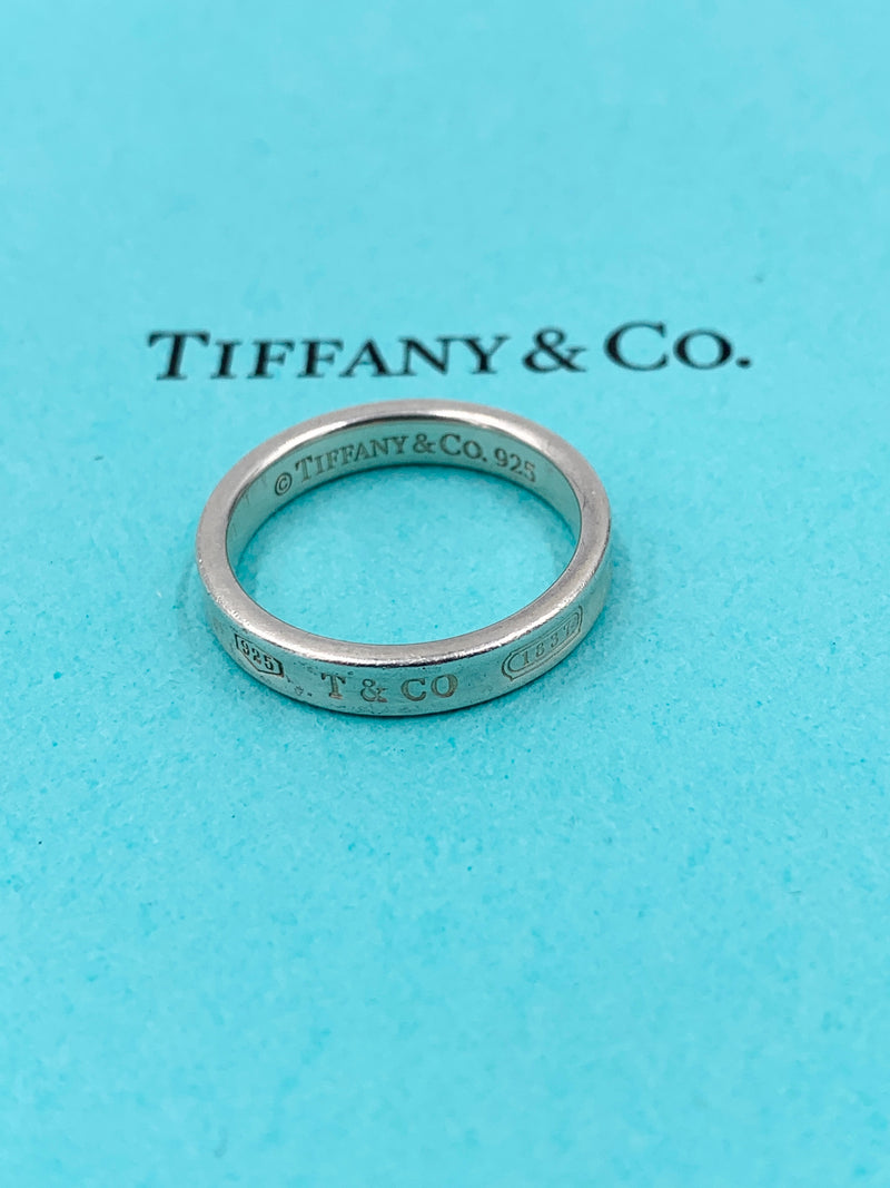 Sold-Tiffany & Co 925 Silver 1837 Narrow Ring Size 8.75