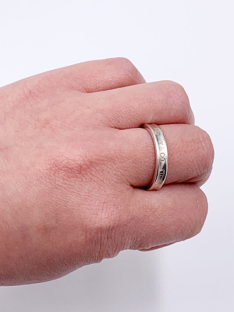 Sold-Tiffany & Co 925 Silver 1837 Narrow Ring Size 8.75