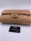 Sold-CHANEL Classic Quilted Flap Beige Lambskin Shoulder Bag/Clutch