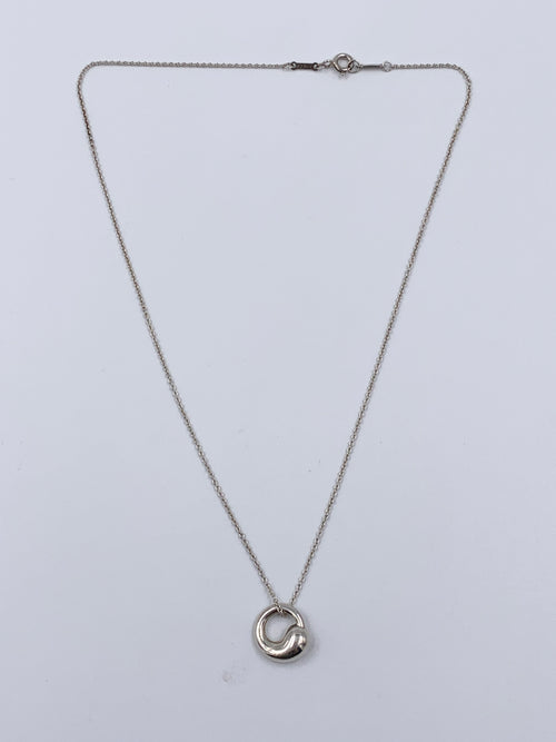 Sold-Tiffany & Co 925 Silver Elsa Peretti Eternal Circle Pendant with Necklace
