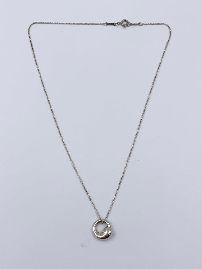 Sold-Tiffany & Co 925 Silver Elsa Peretti Eternal Circle Pendant with Necklace