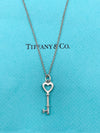 Sold-Tiffany & Co 925 Silver Heart Key Pendant with Necklace