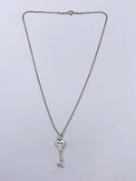 Sold-Tiffany & Co 925 Silver Heart Key Pendant with Necklace