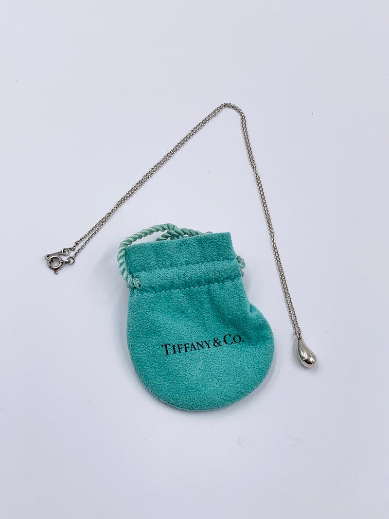 Sold-Tiffany & Co 925 Silver Elsa Peretti Tear drop Pendant Necklace