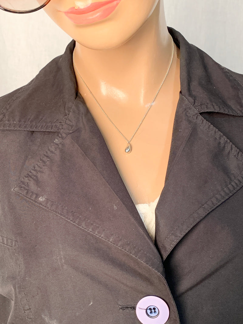 Sold-Tiffany & Co 925 Silver Elsa Peretti Tear drop Pendant Necklace