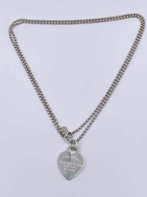 Sold-Tiffany & Co 925 Silver Return to Tiffany Heart Tag Long Necklace