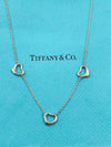 Tiffany & Co 925 Silver Elsa Peretti Triple Open Heart Necklace