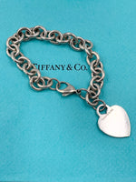 Tiffany & Co 925 Silver Heart Tag Chain Bracelet