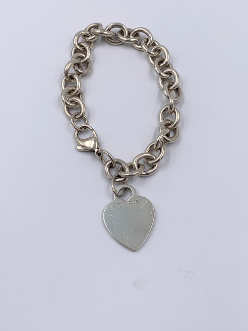 Tiffany & Co 925 Silver Heart Tag Chain Bracelet
