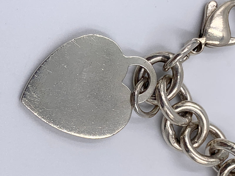 Tiffany & Co 925 Silver Heart Tag Chain Bracelet