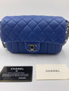 CHANEL CC Calfskin Blue Mini Flap Shoulder Bag/Ruthenium Hardware