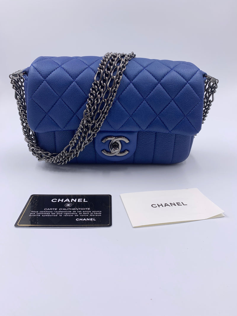 CHANEL CC Calfskin Blue Mini Flap Shoulder Bag/Ruthenium Hardware -  Preloved Lux Canada