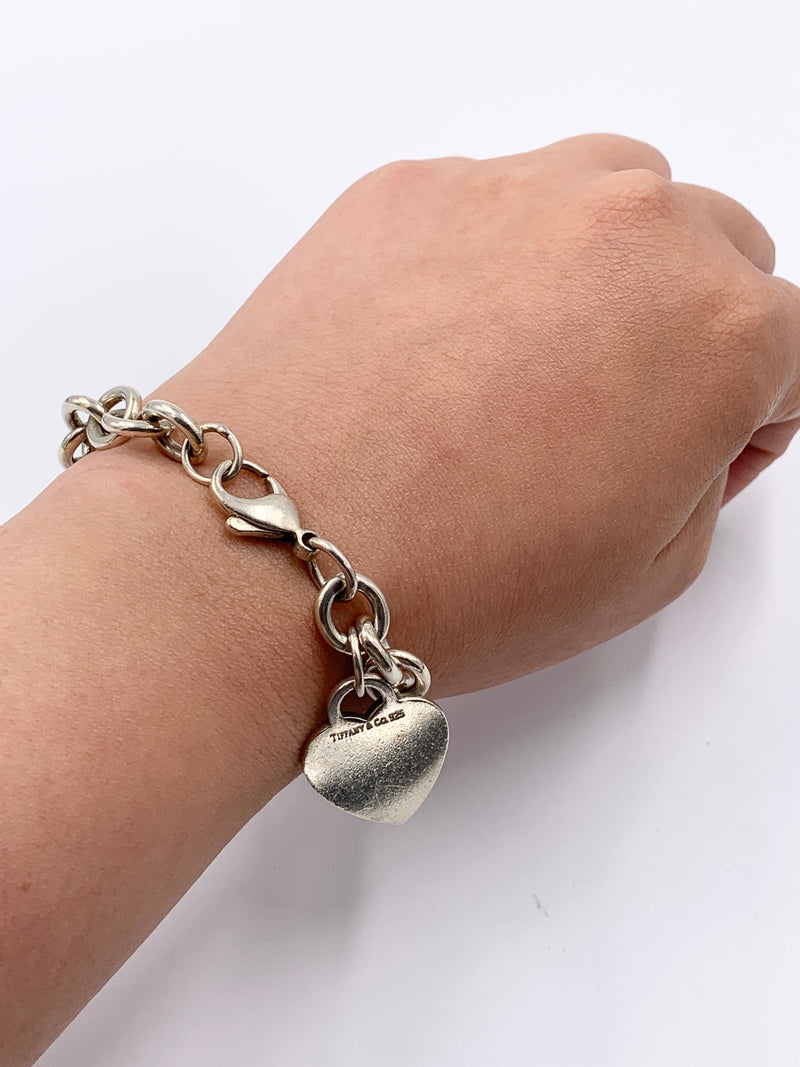 Tiffany & Co 925 Silver Heart Tag Chain Bracelet