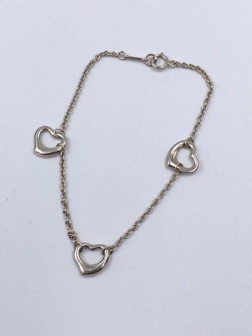 Sold-Tiffany & Co 925 Silver Elsa Peretti Open Heart Bracelet