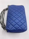 CHANEL CC Calfskin Blue Mini Flap Shoulder Bag/Ruthenium Hardware