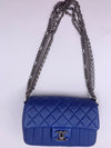 CHANEL CC Calfskin Blue Mini Flap Shoulder Bag/Ruthenium Hardware