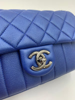 CHANEL CC Calfskin Blue Mini Flap Shoulder Bag/Ruthenium Hardware