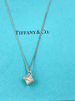Sold-Tiffany & Co 925 Silver Atlas Collection Cube with Necklace