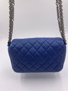 CHANEL CC Calfskin Blue Mini Flap Shoulder Bag/Ruthenium Hardware