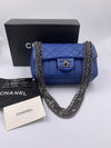 CHANEL CC Calfskin Blue Mini Flap Shoulder Bag/Ruthenium Hardware