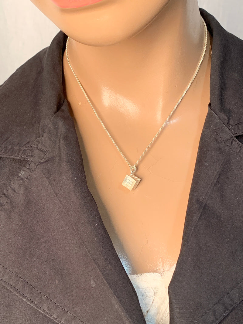 Sold-Tiffany & Co 925 Silver Atlas Collection Cube with Necklace