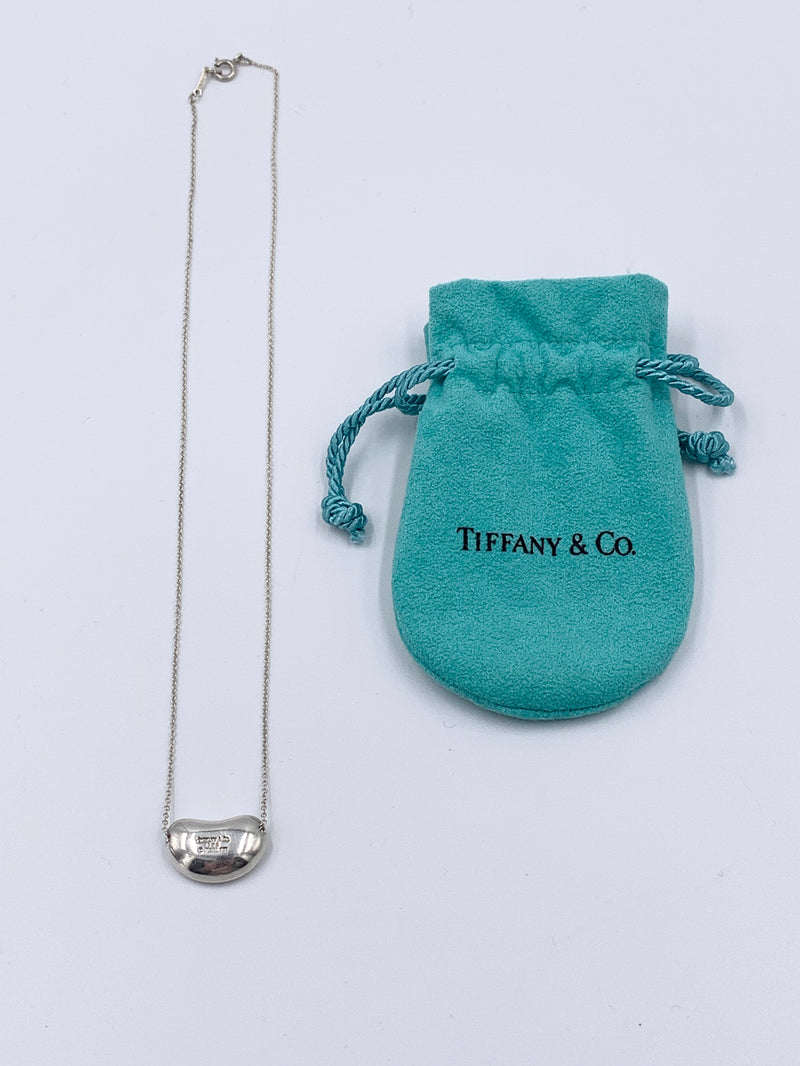 Sold-Tiffany & Co Elsa Peretti 925 Silver 18mm Large Bean Necklace