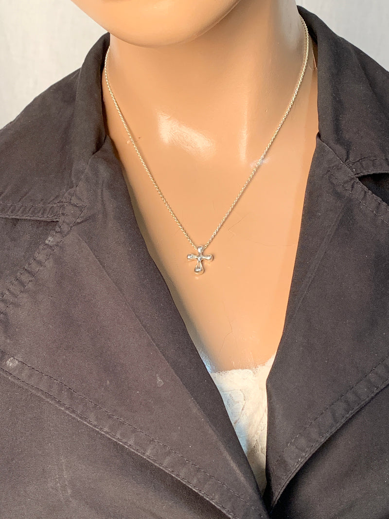 Sold-Tiffany & Co 925 Elsa Peretti Silver Cross Necklace