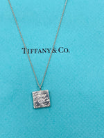 Tiffany & Co "New York" 925 Silver Note Square Pendant Necklace