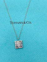 Tiffany & Co "New York" 925 Silver Note Square Pendant Necklace