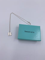 Tiffany & Co "New York" 925 Silver Note Square Pendant Necklace