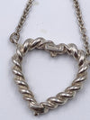 Tiffany & Co 925 Silver Twisted Rope Open Heart Necklace