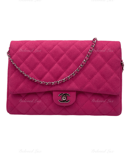 Sold-CHANEL Classic Quilted Flap Pink Caviar Shoulder Bag/Clutch with Chain Strap