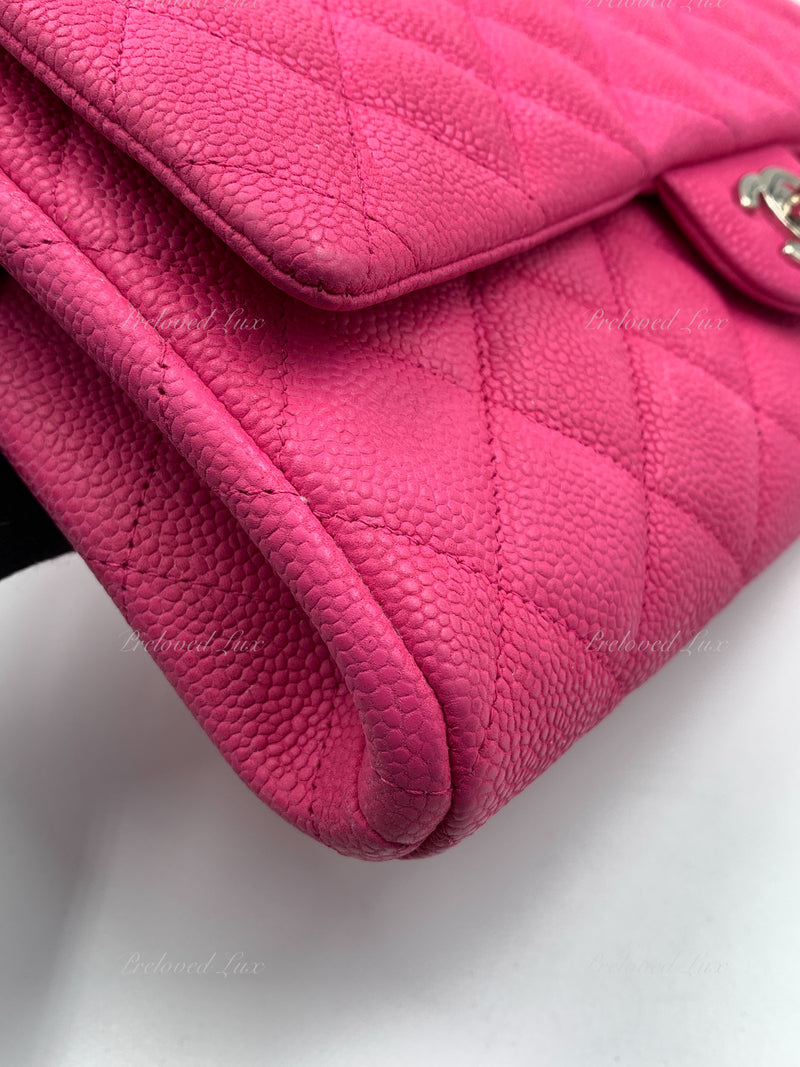 CHANEL Classic Quilted Flap Pink Caviar Shoulder Bag/Clutch with
