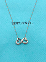 Tiffany & Co 925 Silver Paloma Picasso Double loving heart Pendant Necklace