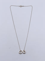 Tiffany & Co 925 Silver Paloma Picasso Double loving heart Pendant Necklace