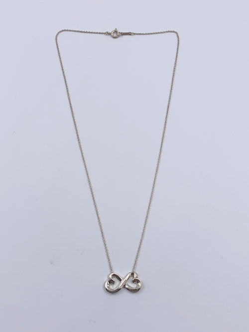 Sold-Tiffany & Co 925 Silver Paloma Picasso Double loving heart Pendant Necklace