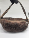 Sold-CHANEL Outdoor Ligne Hobo Fur with Leather Medium grey/brown