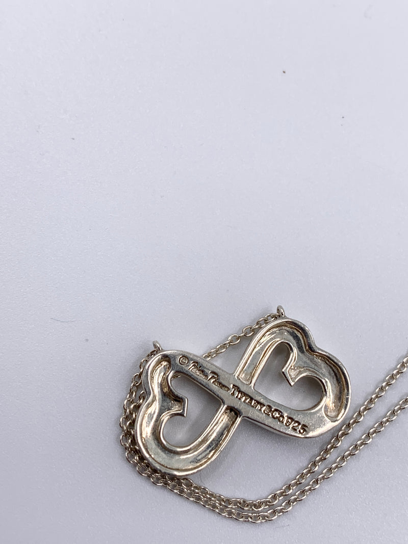 Tiffany & Co 925 Silver Paloma Picasso Double loving heart Pendant Necklace