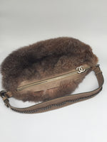Sold-CHANEL Outdoor Ligne Hobo Fur with Leather Medium grey/brown